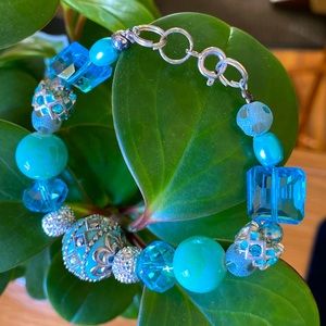 EUC Beaded Bracelet Turquoise/Silver
